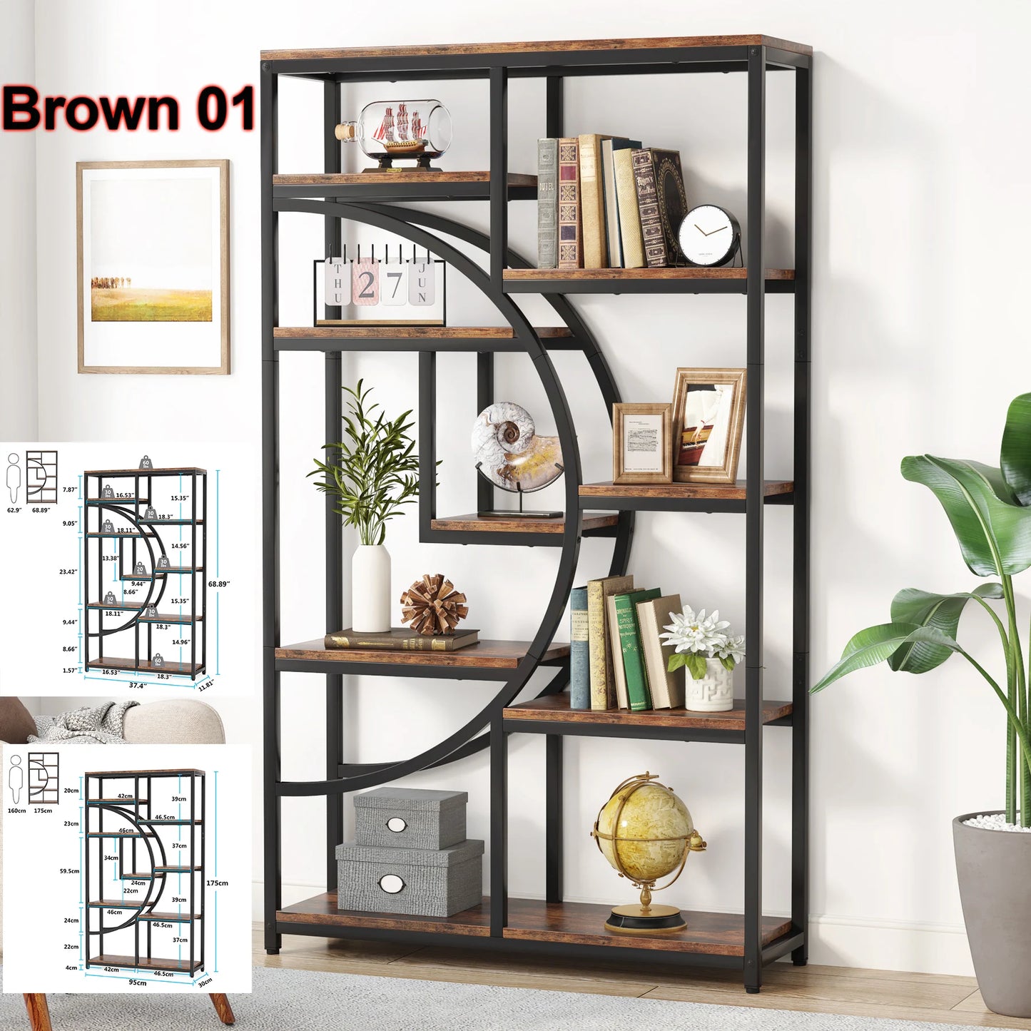 Tribesigns Industrial 5-Tier Etagere Bookshelf