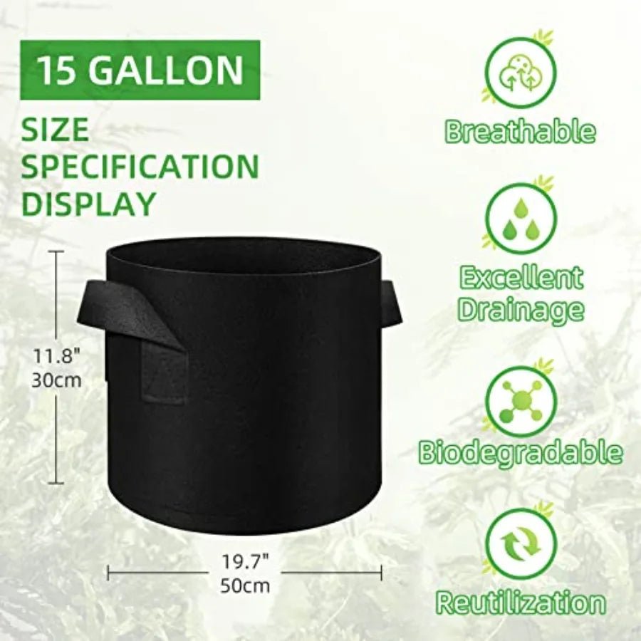 Breathable Felt Grow Bags With Handles For Garden Plants