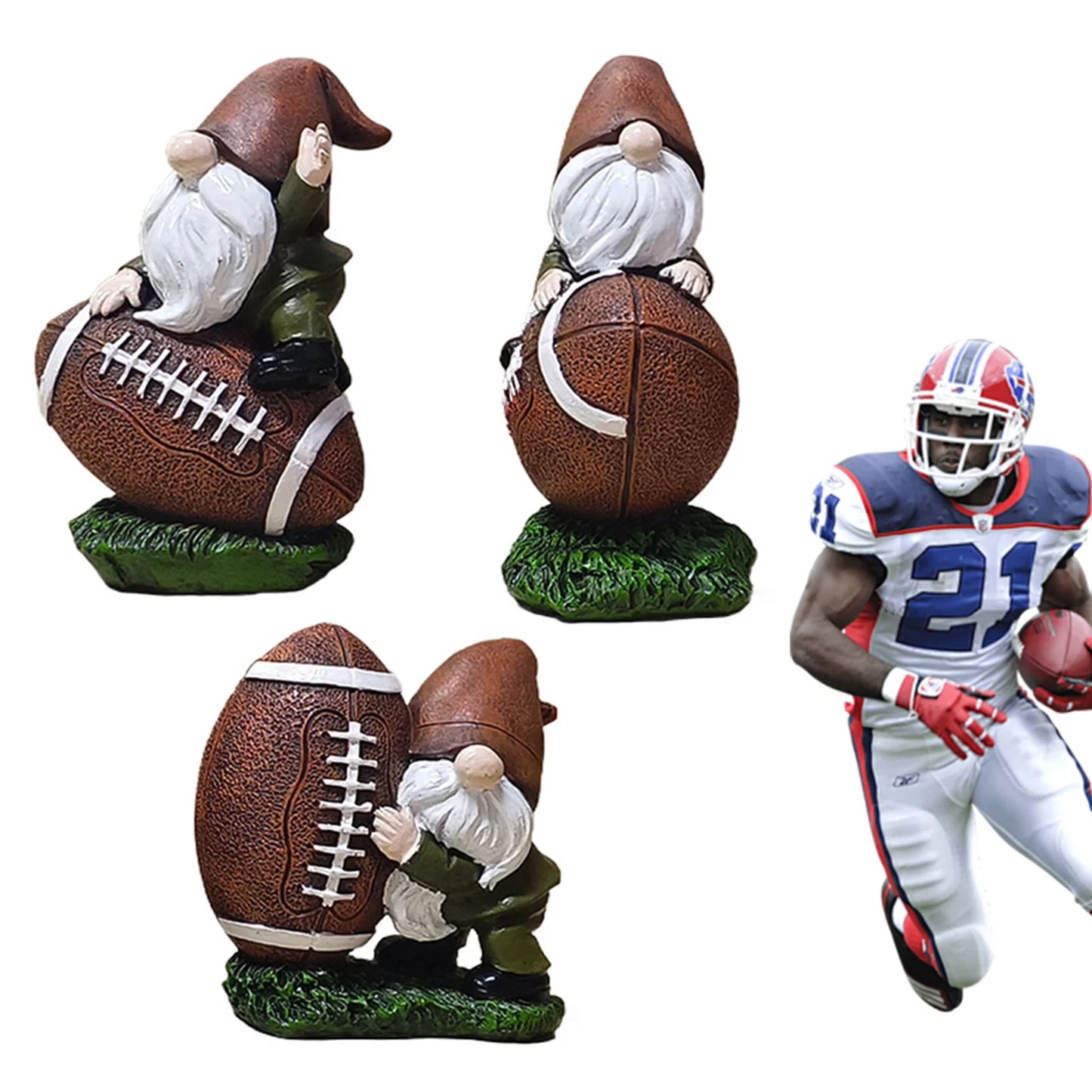 Rugby Gnome Statue Resin Decoration For Super Bowl Outdoor Garden