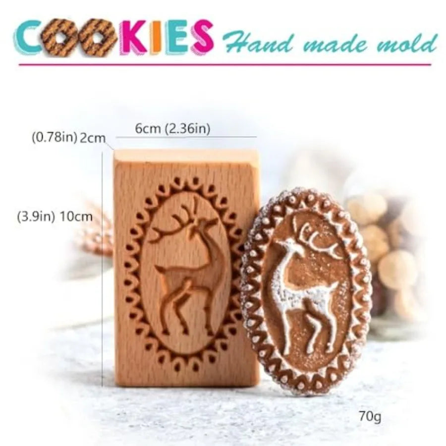 SHXI Wooden Cookie Mold Santa Claus Sled Fondant Cutter
