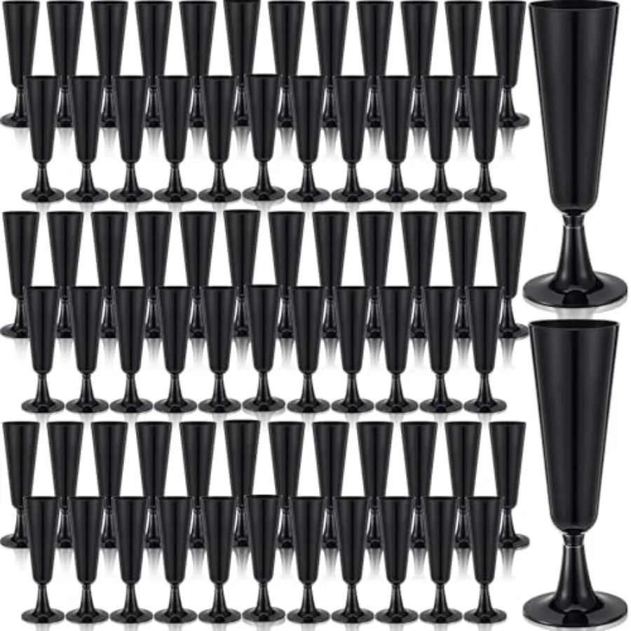 Pack Black Champagne Flutes Bulk Plastic Disposable Champagne Glasses 5.5 oz Plastic Mimosa Glasses Wedding Cocktail Cups for E