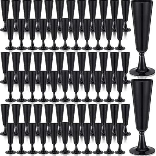 Pack Black Champagne Flutes Bulk Plastic Disposable Champagne Glasses 5.5 oz Plastic Mimosa Glasses Wedding Cocktail Cups for E