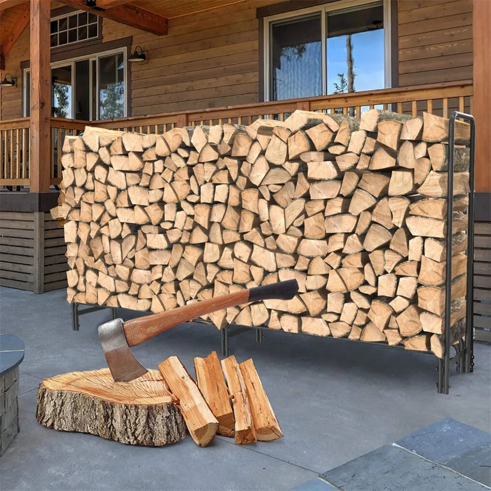 Elevated Rustproof Firewood Rack, Steel Storage for Outdoor Use