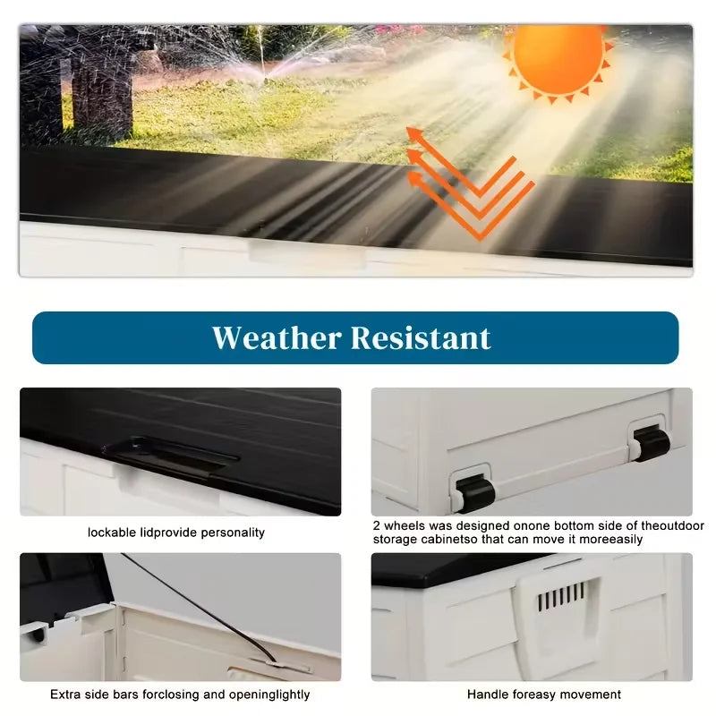 Outdoor Deck Box With Lockable Lid Heavy Duty Plastic Storage
