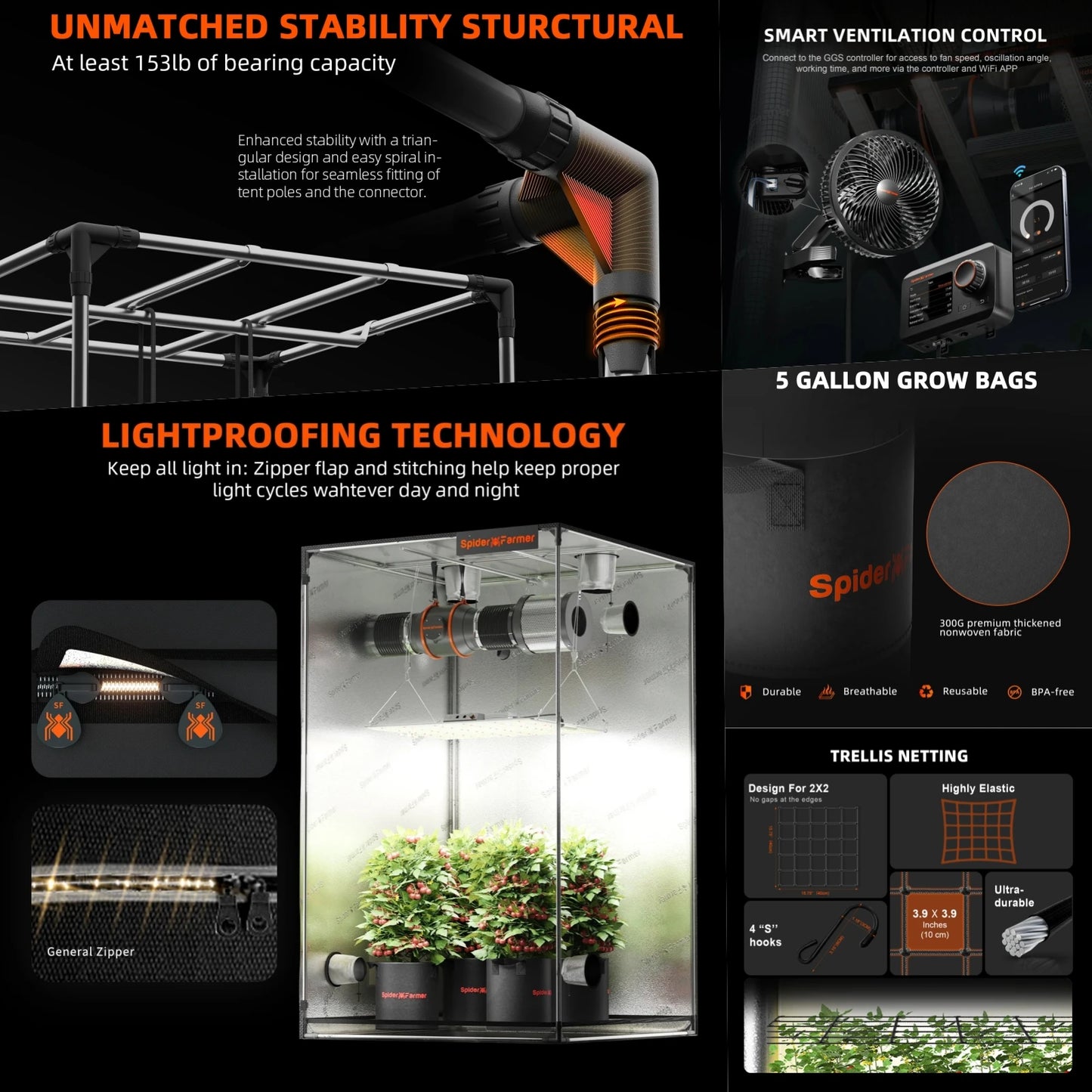 Spider Farmer Grow Tent Kit With SF2000 EVO Spectrum LED