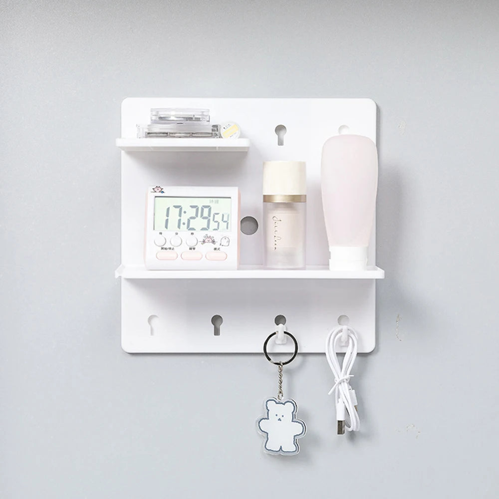 Perforation Free Wall Mount Plastic Shelving for Bathroom and Dorm