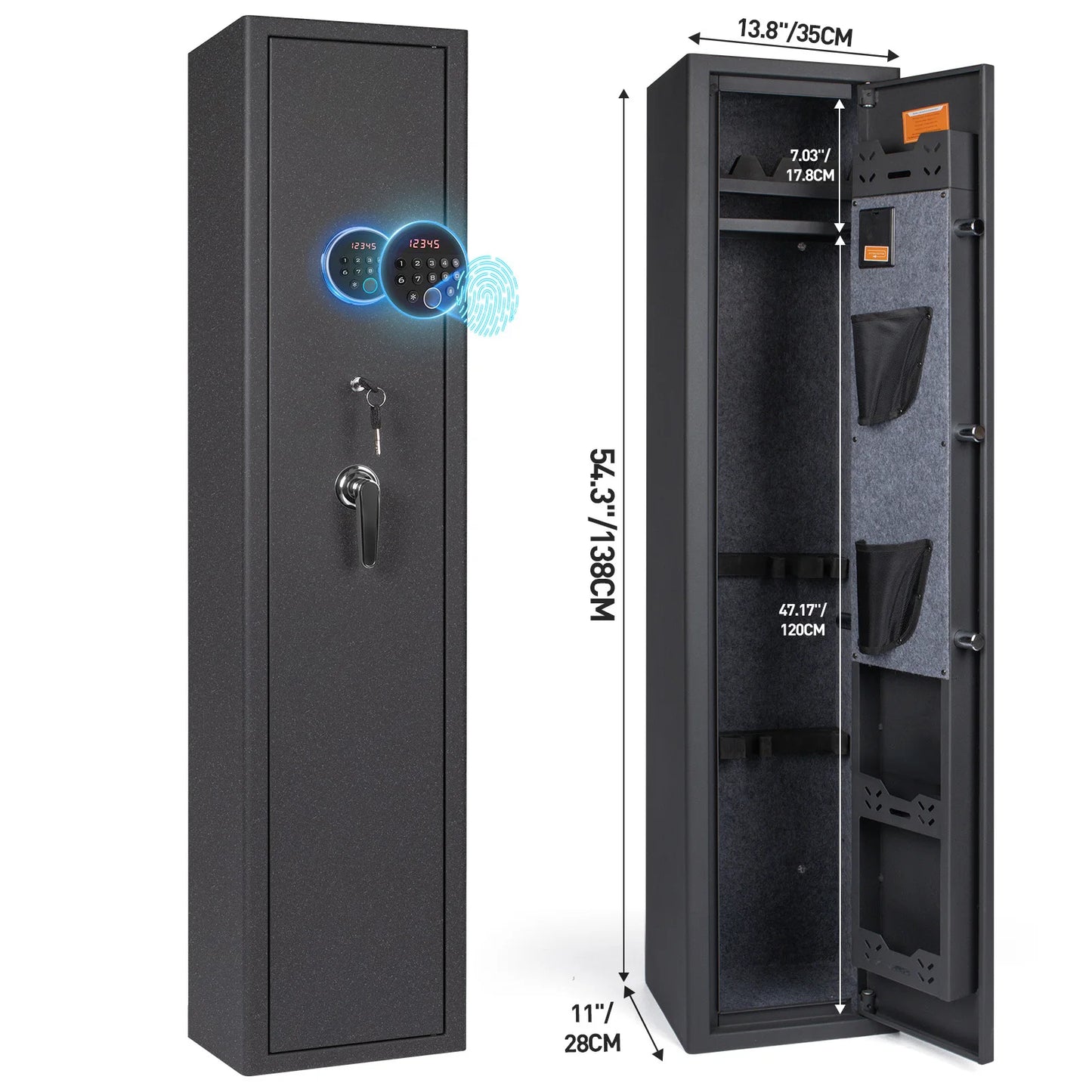 Biometric Gun Safe For Rifles And Pistols With Removable Shelf