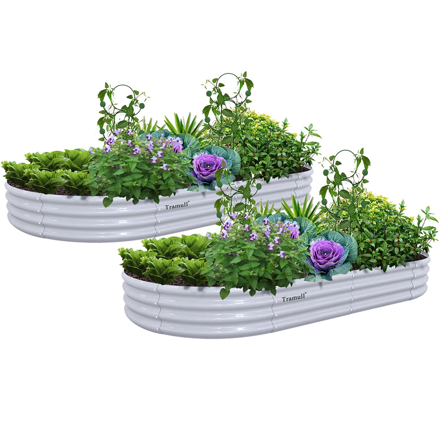 Tramull 2 Pack Galvanized Raised Garden Beds Outdoor Bottomless Planters