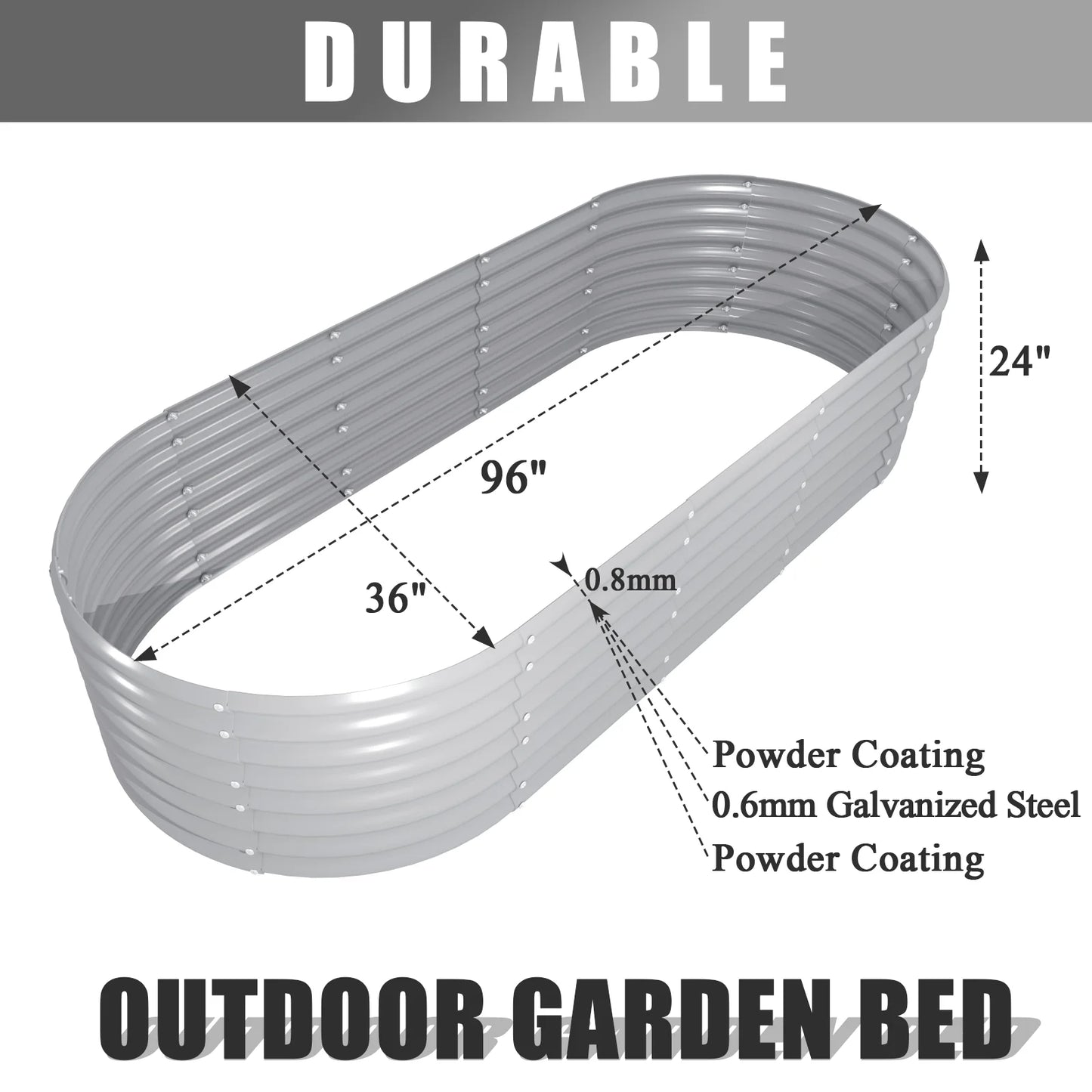 Tramull Galvanized Raised Garden Bed Kit Oval Planter Box