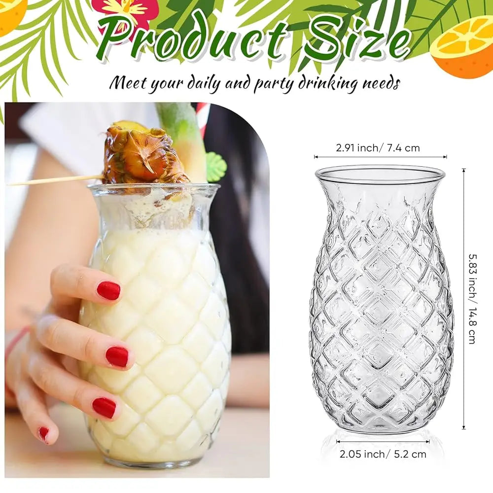 Set Of 8 Tiki Pineapple Glasses 17 Oz Retro Relief Cups Clear Pineapple Drinup For Wine Cocktail Drink I Whiskey Juice Outdoor