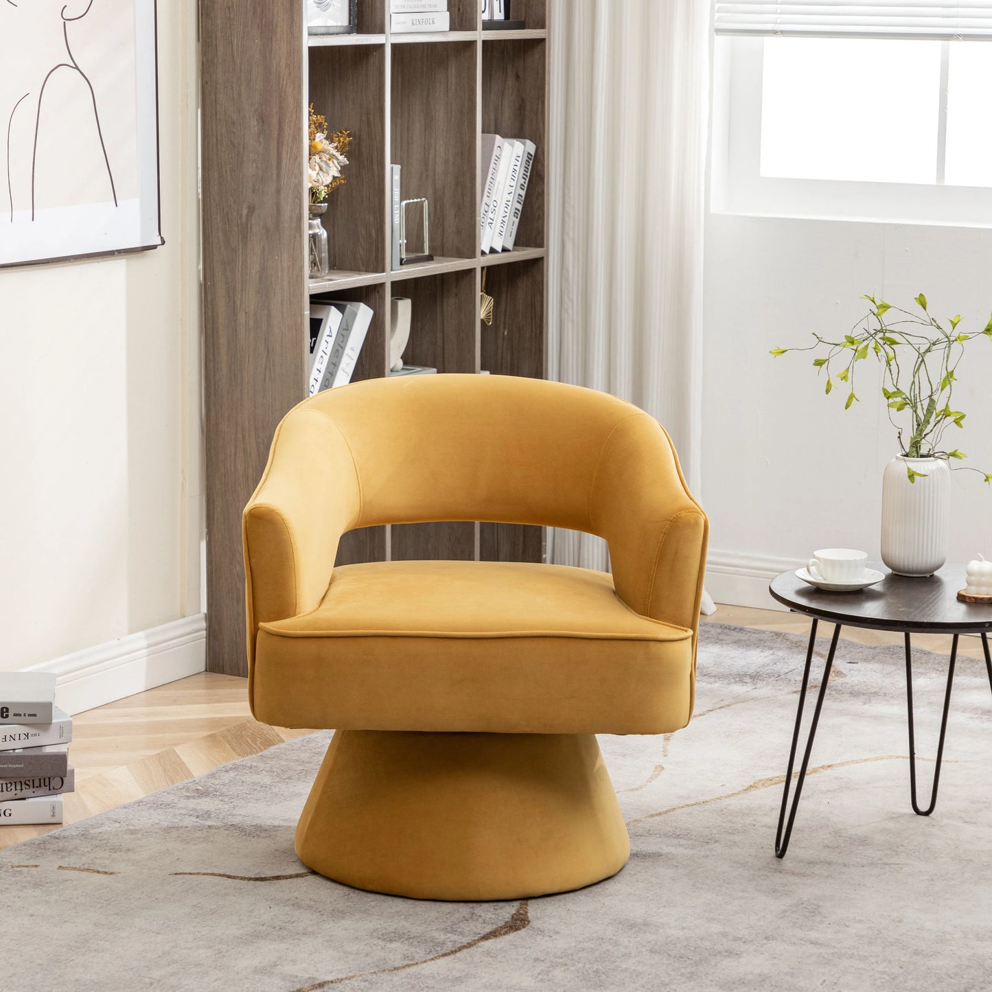 SEYNER Modren Velvet Swivel Arm Chair, Bedroom Chair living Room Furniture Vanity Throne Lounge Nordic Sofa Single Sofa