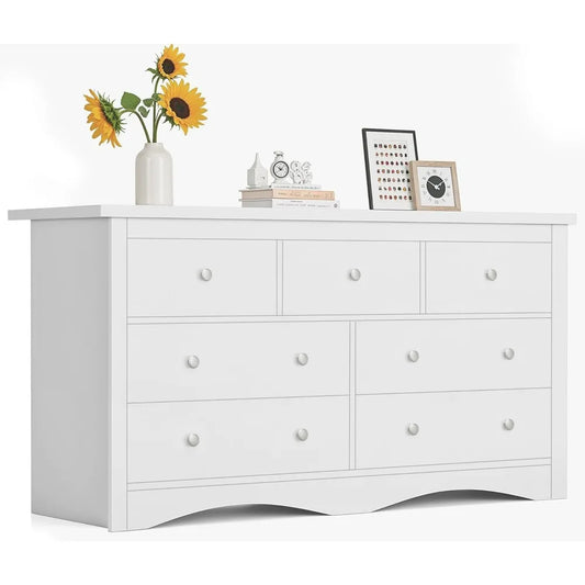 Furmax Dresser for Bedroom 7 Wood Dresser Chest of Drawers TV up to 65 inch TV Stand Storage Chest Drawers Hallway Entryway