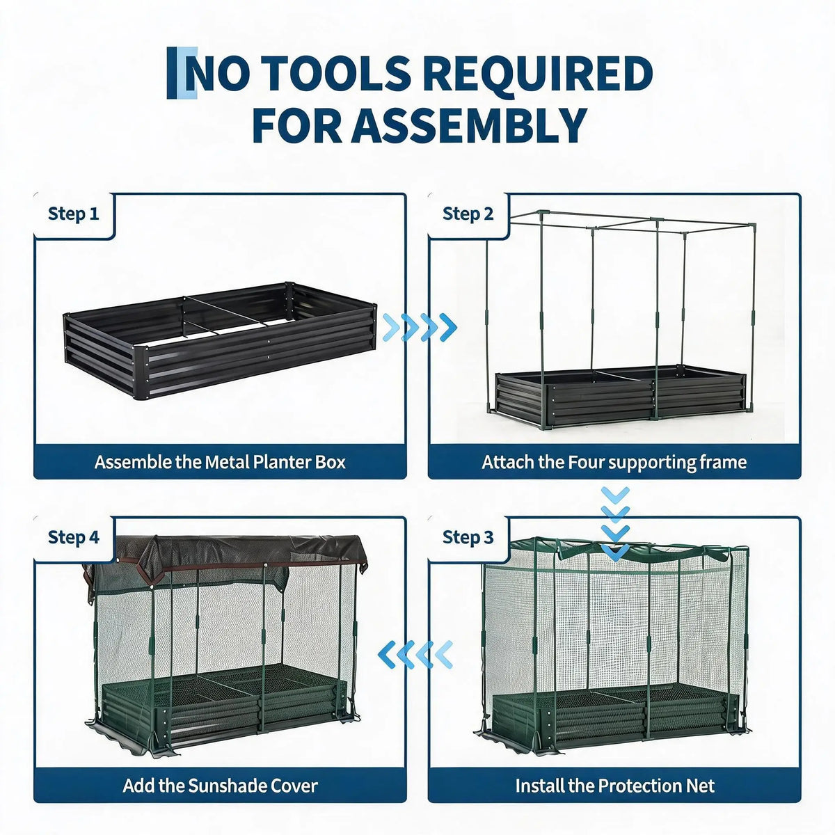 Galvanized Self Watering Raised Garden Bed With Mesh Cover