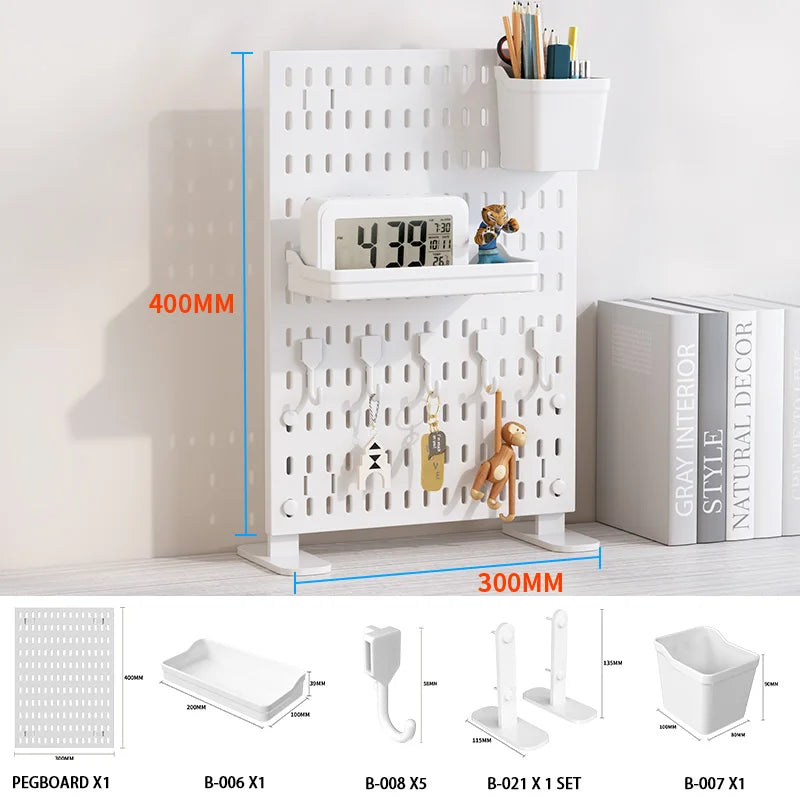 Desktop Pegboard Height Adjustable Standing Storage Rack For Home Office