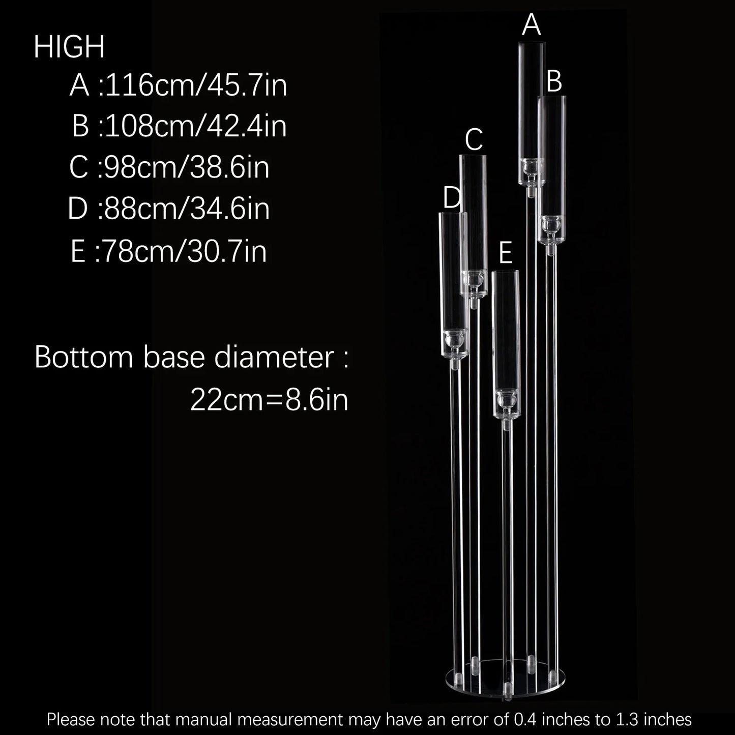 VINCIGANT Acrylic 5 Arm Floor Candelabra Centerpiece