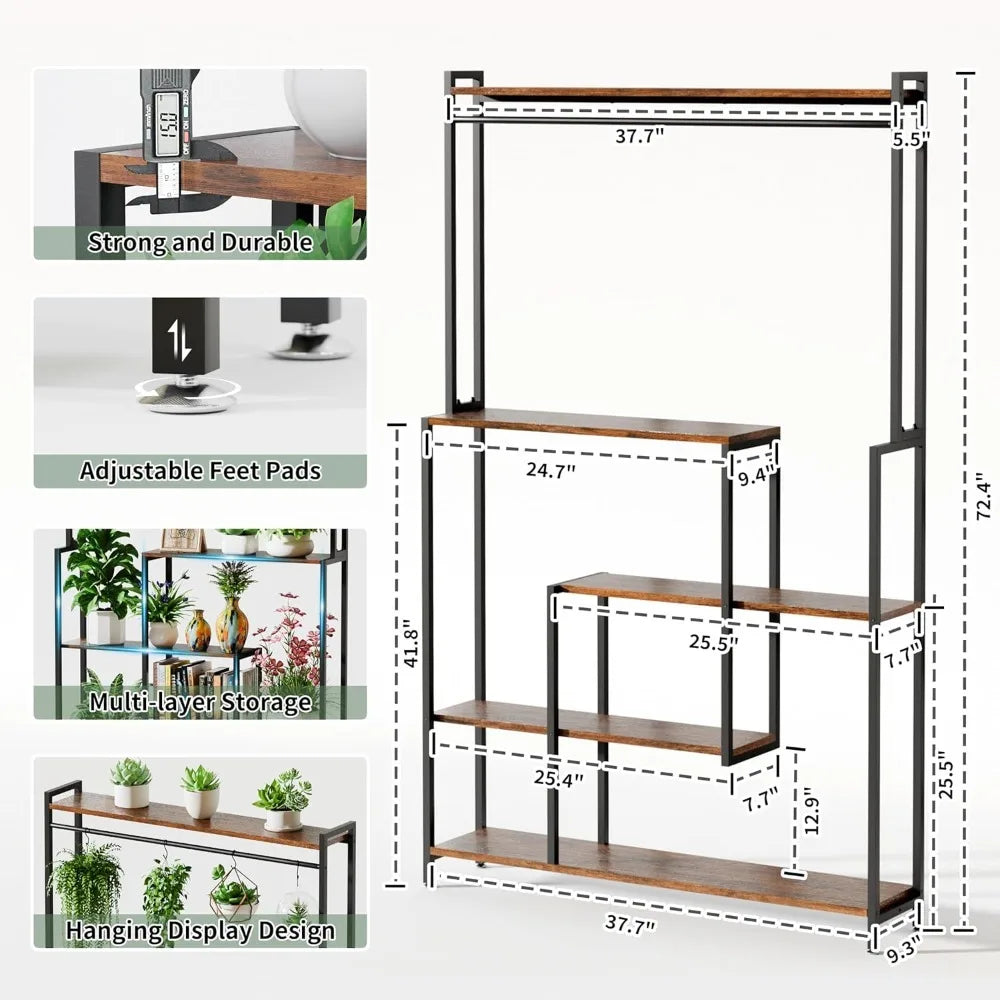 Garden Furniture Sets Tall 5 Tier Metal Plant Stand with Grow Light Indoor 72 Shelf for 12 Pots Heavy Duty Display Rack Patio