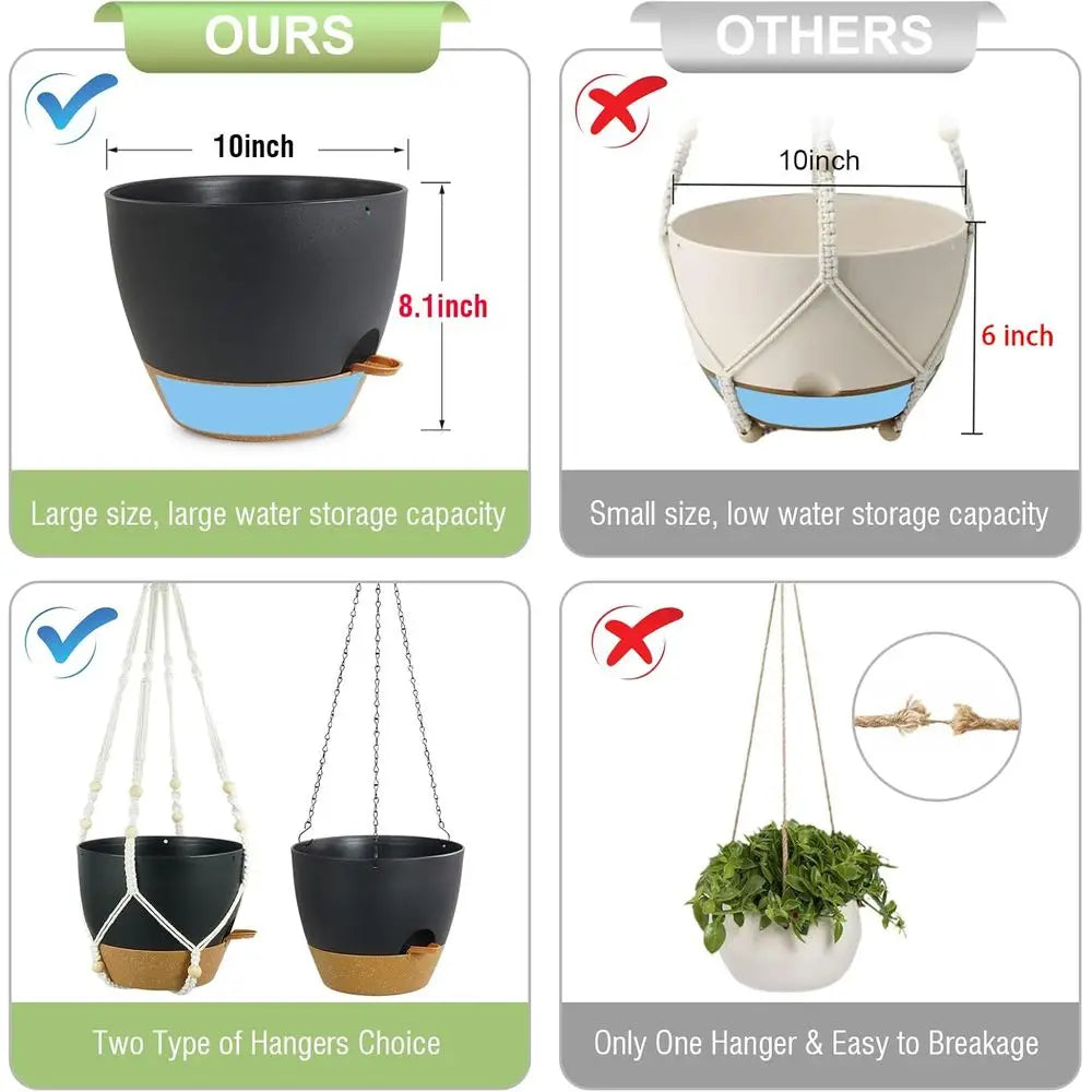 Self Watering Hanging Planters 10 Inch For Indoor Outdoor Use