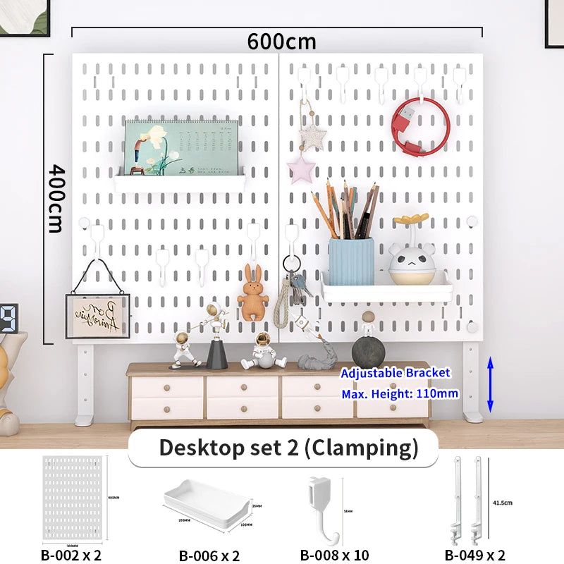 Desktop Pegboard Height Adjustable Standing Storage Rack For Home Office