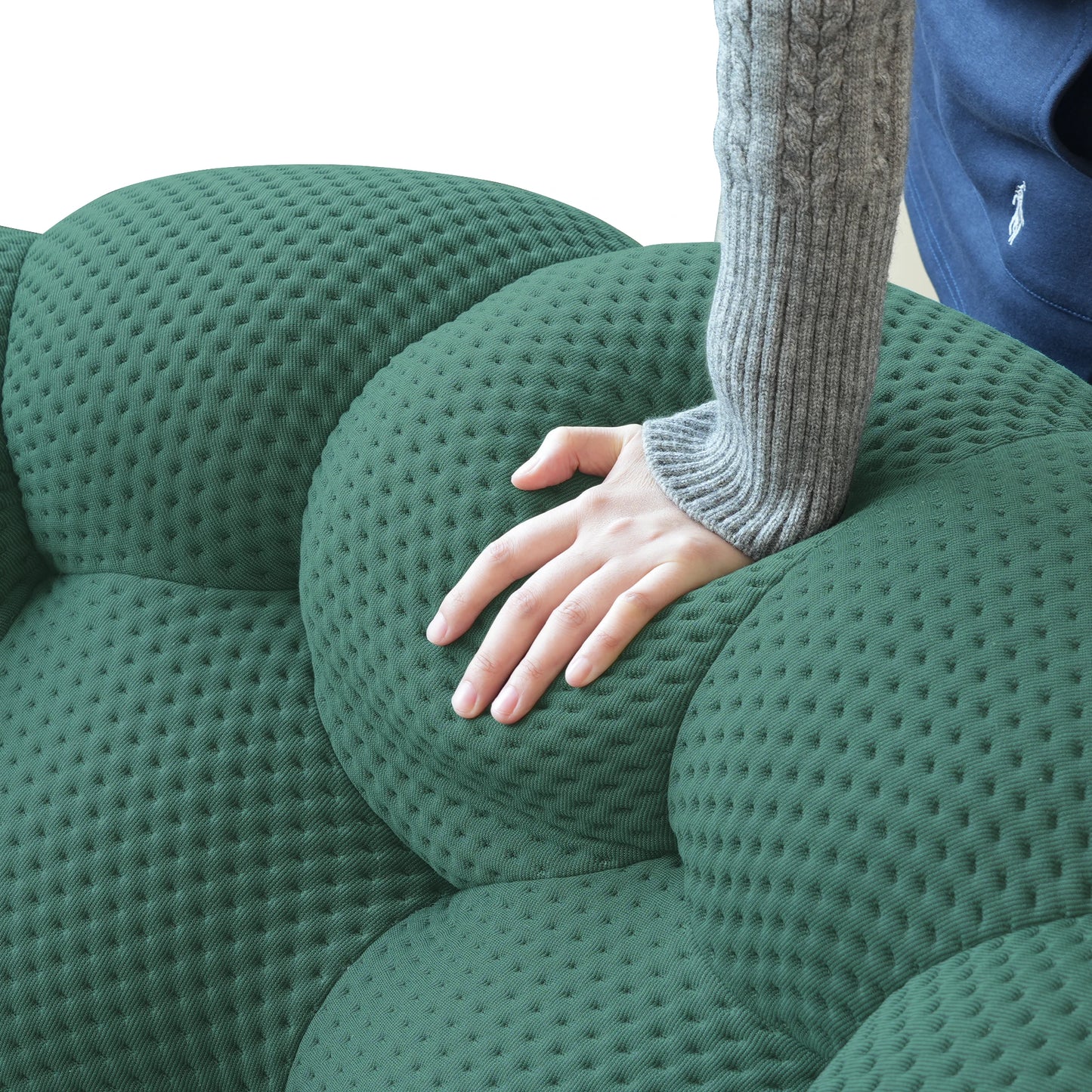 Sdorens Modern Curved Boneless Sofa with Ottoman 3D Honeycomb Mesh Fabric Lazy Floor Chair Living Roon Sets No Assembly Required