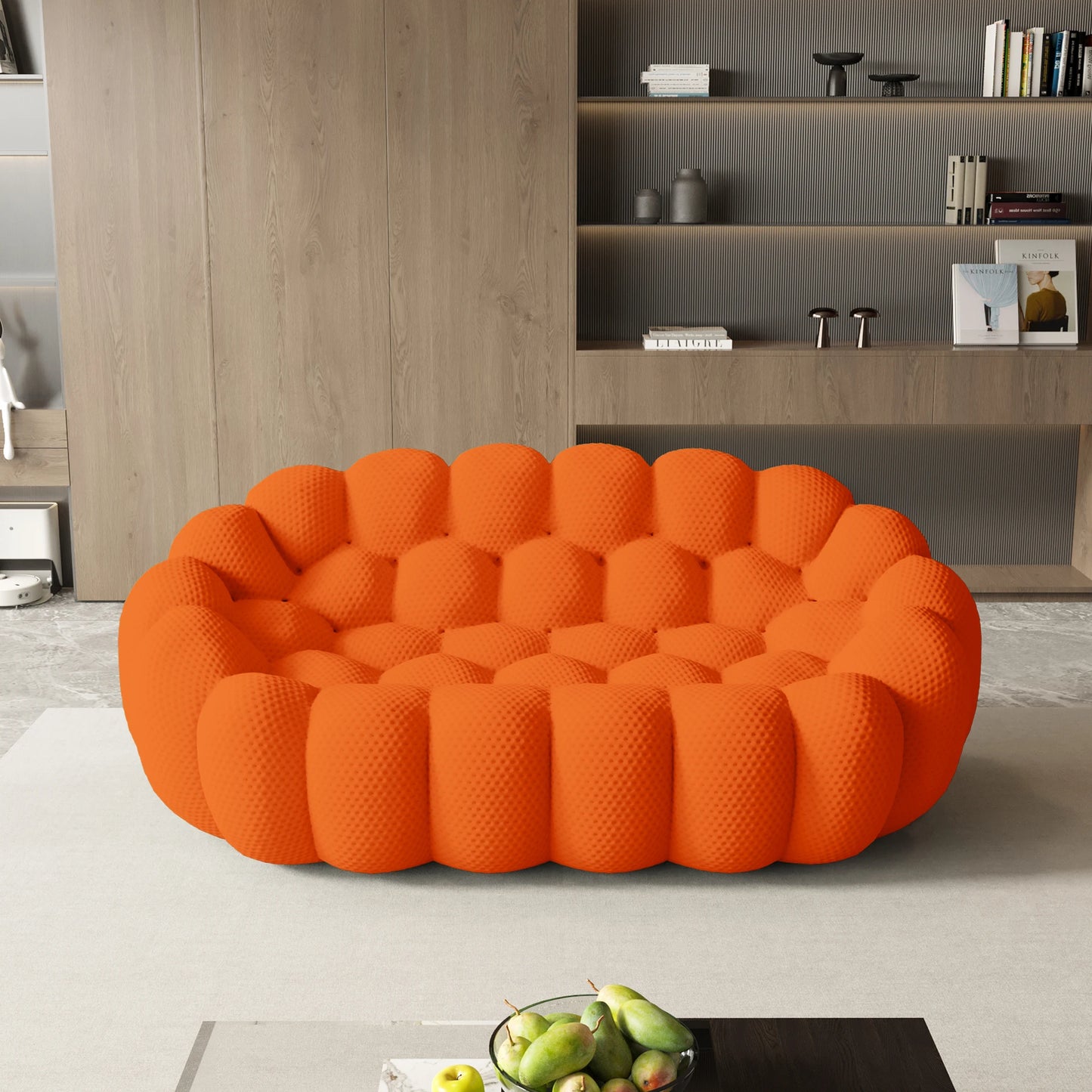 Sdorens Modern Curved Boneless Sofa 3D Knitted Fabric Loveseat