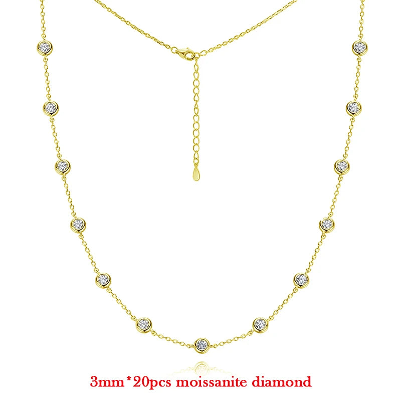 925 Sterling Silver Moissanite Tennis Necklace With Marquise Pendant