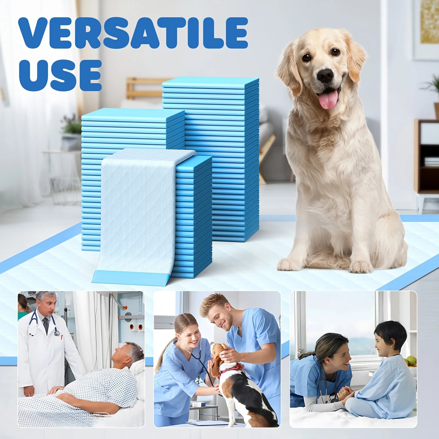 34"x 28" X-Large Blue Dog Pee Pads, XL Disposable Pet Piddle Pad And Potty Pads For Adults, Elderly, Dogs, Puppies, Doggie, Extra Large Training Puppy Pee Pads Super Absorbent Leak-Proof & Odor Control, Christmas Gifts
