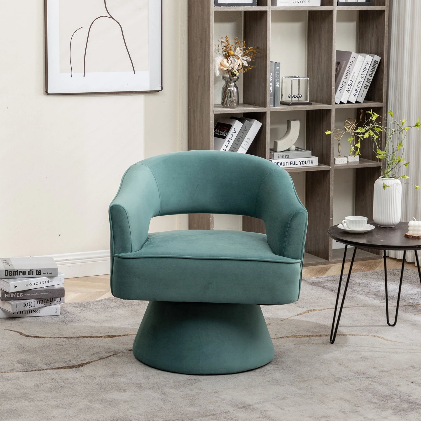 SEYNER Modren Velvet Swivel Arm Chair, Bedroom Chair living Room Furniture Vanity Throne Lounge Nordic Sofa Single Sofa