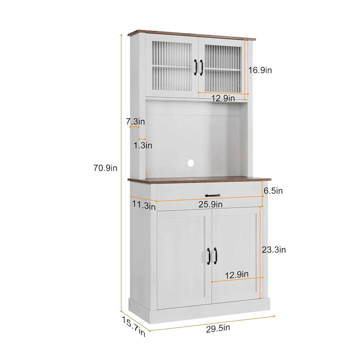 HiMISS Kitchen Pantry Cabinet Hutch With Microwave Stand