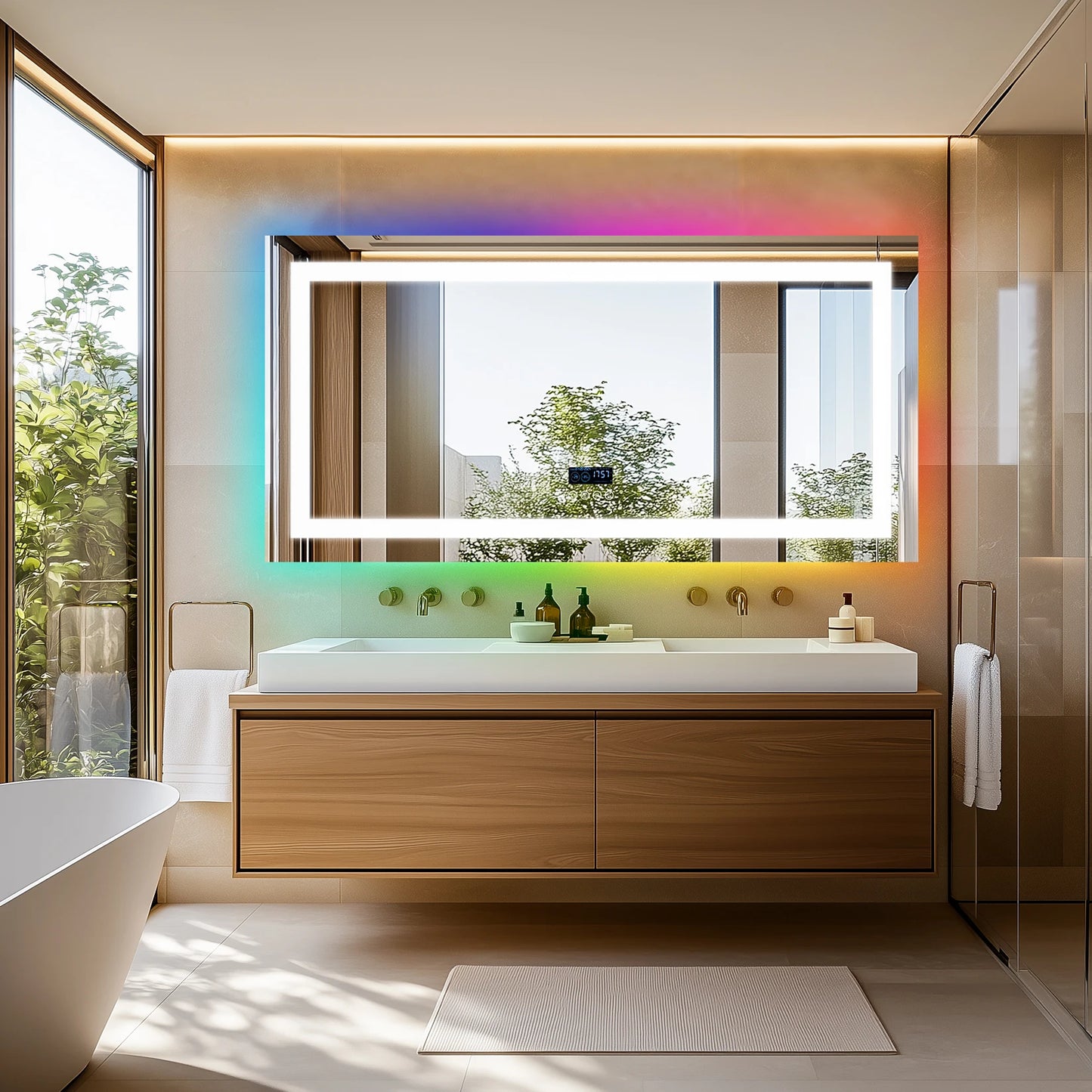 Wisfor LED Bathroom Mirror With Lights Anti Fog RGB Dimmable