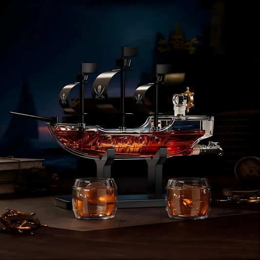 Kollea Father's Day Mother's Day Birthday Gifts for Men Dad, Pirate Ship Whiskey Decanter Set with 2 Glasses, Liquor Dispenser for Home Bar, Funny Gift Ideas for Him, Husband, Father, Boyfriend, Anniversary, Sailor & Captain