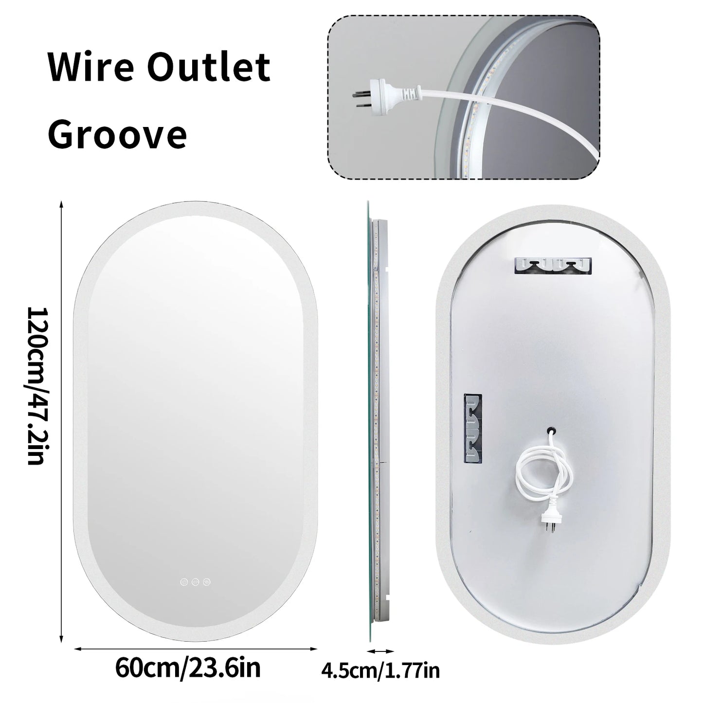Wisfor Led Bathroom Mirror Oval Backlit Vanity Frameless Anti Fog