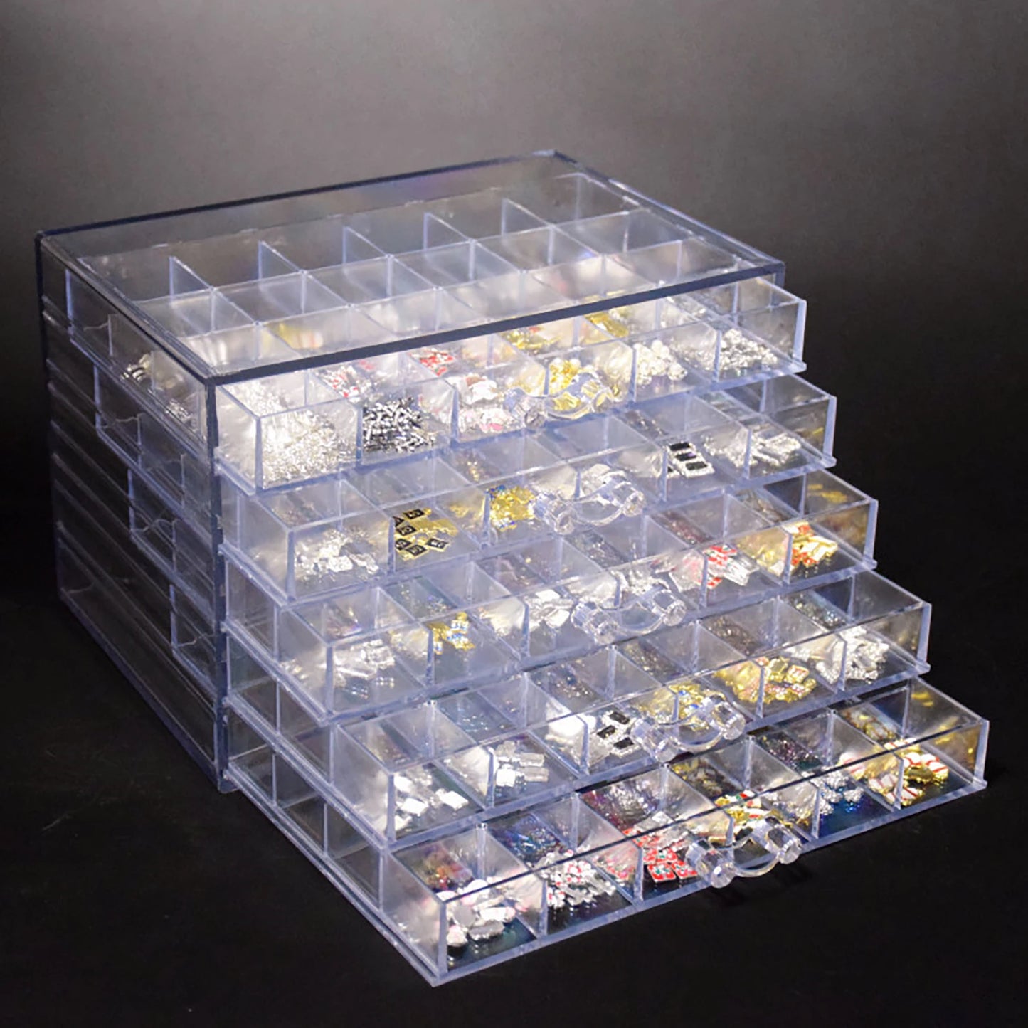 Acrylic Nail Art Display Tray 120 Grids Storage Box