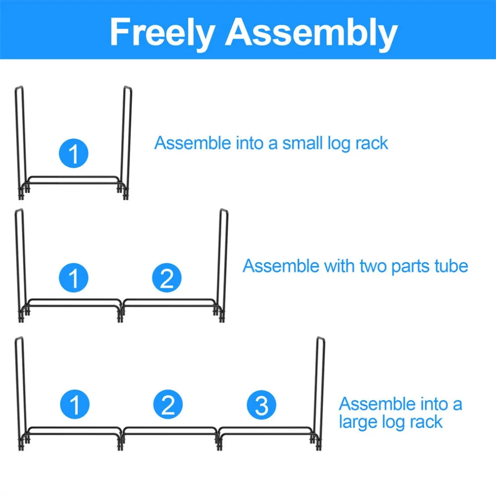Elevated Rustproof Firewood Rack, Steel Storage for Outdoor Use