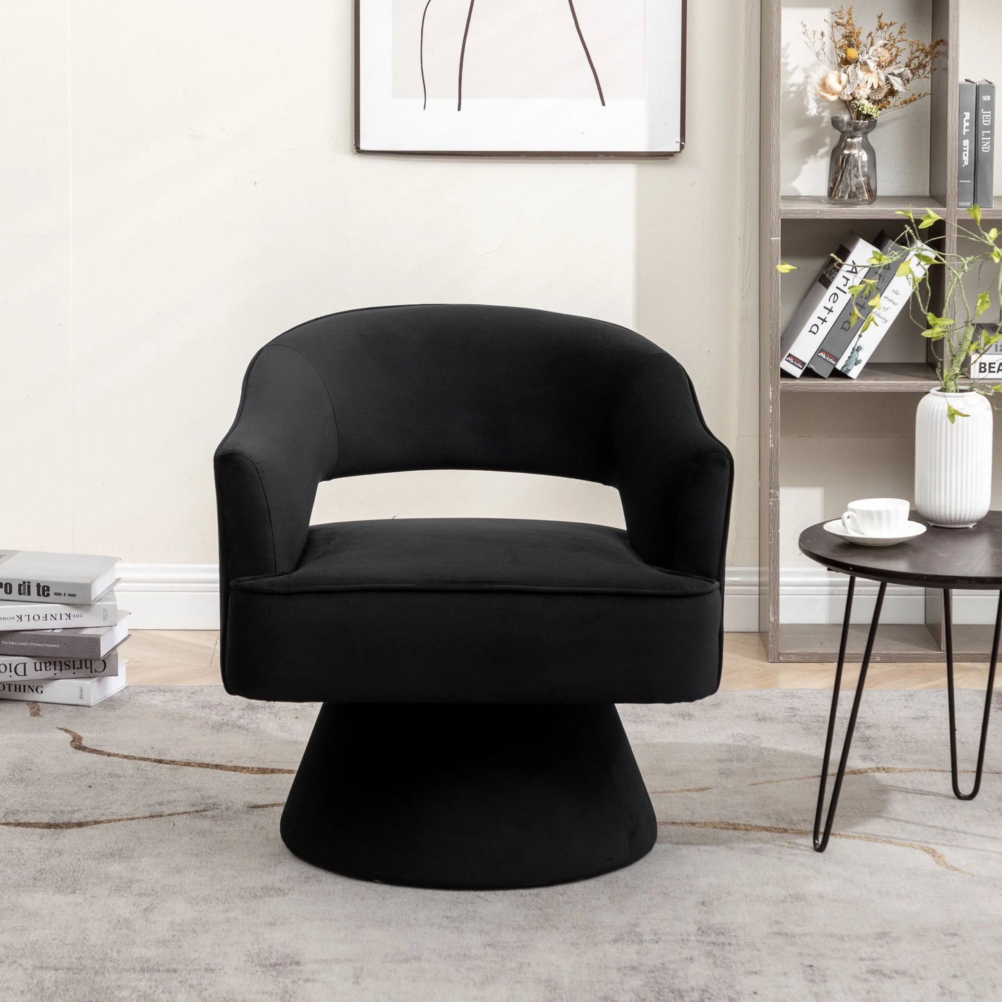 SEYNER Modren Velvet Swivel Arm Chair, Bedroom Chair living Room Furniture Vanity Throne Lounge Nordic Sofa Single Sofa
